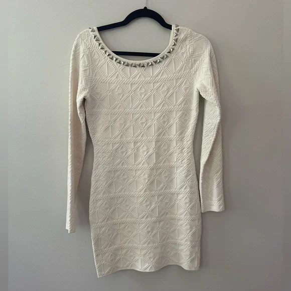 Guess | Dresses | Guess White Knit Dress With Triangle Stud Detail |  Poshmark